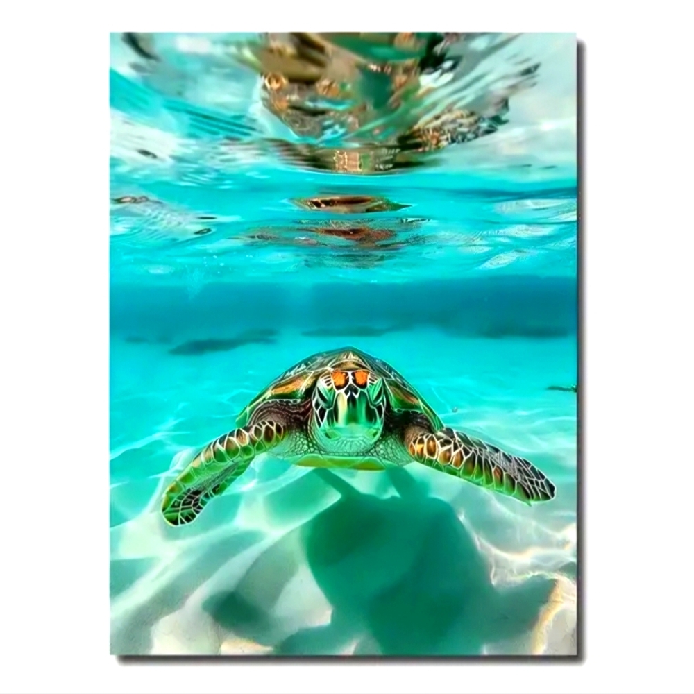 Canvas Sea Turtle Print 12"×18"